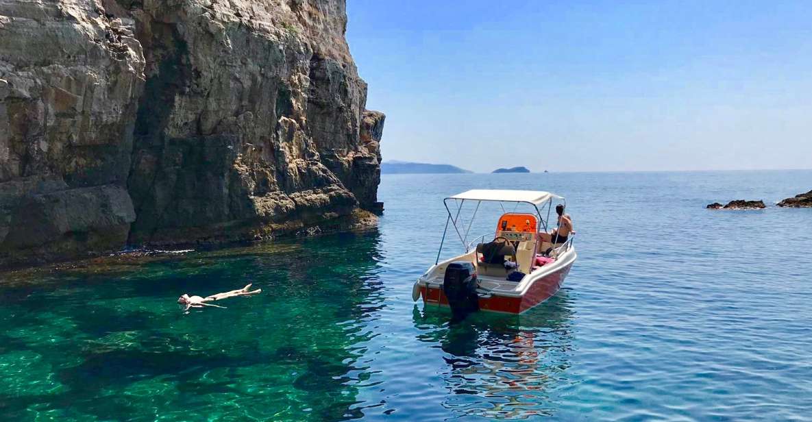 From Dubrovnik: Full-Day Private Boat Tour of Elafiti Island - Orsian pier to Koločep: Blue Cave swim setup