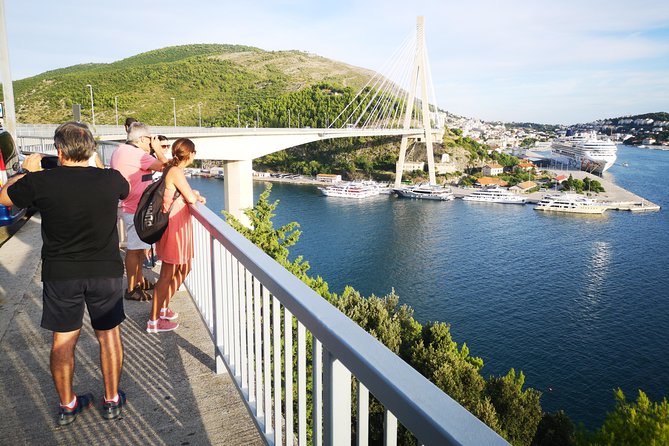 PRIVATE Panorama Sunset Tour in Dubrovnik - Stop 2: Dr. Franja Tuđman Bridge terrace over Rijeka Dubrovačka bay
