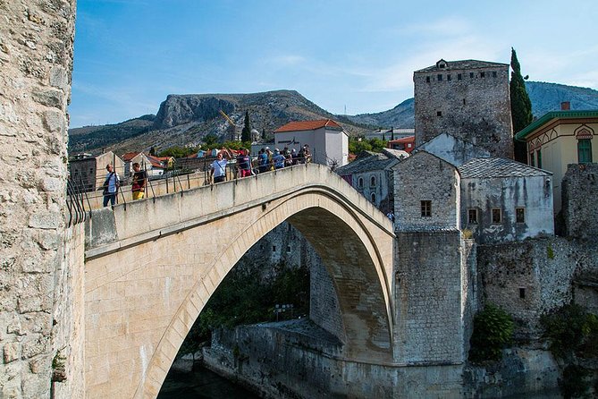 PRIVATE TOUR to Mostar, Stolac, Pocitelj & Blagaj by CRUISER TAXI - Mostar’s Stari Most Area: The Bridge, the River, and the Aftermath